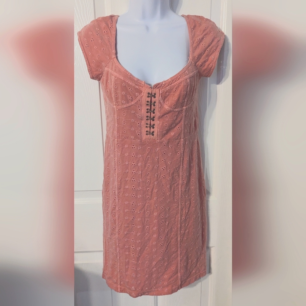Free people eyelet peach dress Sz: S